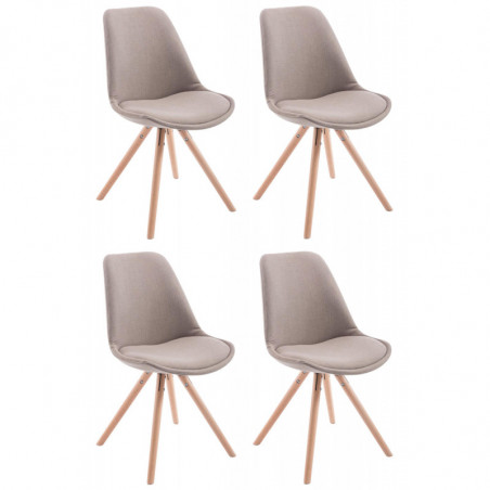 4er Set Stühle Toulouse Stoff Natura Rund