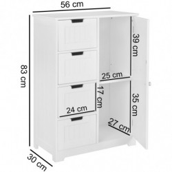 Design Badschrank PATTI Landhaus-Stil MDF-Holz 56 x 83 x 30 cm weiß