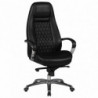 Bürostuhl AUSTIN Echt-Leder Schwarz Schreibtischstuhl 120KG Chefsessel hohe Rückenlehne mit Kopfstütze X-XL
