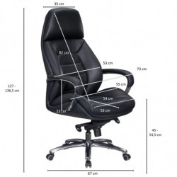 Designer Bürostuhl Bezug Echtleder Schwarz Schreibtischstuhl bis 120 kg