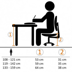 Kinder-Schreibtischstuhl SALERNO für Kinder ab 6 mit Lehne Rollen Kinder-Drehstuhl Kinder-Bürostuhl ergonomisch höhenverstellbar
