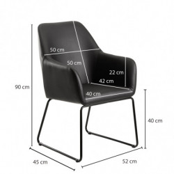 Esszimmerstuhl Schwarz Kunstleder / Metall Küchenstuhl mit schwarzen Beinen