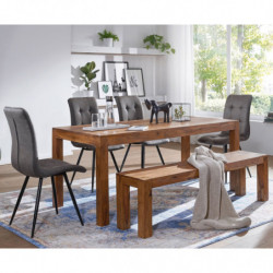 Esszimmer Sitzbank MUMBAI Massiv-Holz Sheesham 180 x 45 x 35 cm Holz-Bank Natur-Produkt Küchenbank im Landhaus-Stil