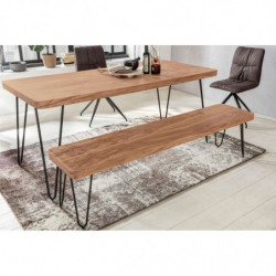 Esszimmer Sitzbank BAGLI Massiv-Holz Akazie 120 x 45 x 40 cm Holz-Bank Natur-Produkt Küchenbank im Landhaus-Stil