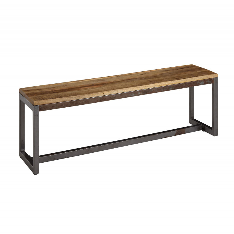 Esszimmerbank 120 x 46 x 45 cm Mango Massivholz / Metall Holzbank Vintage