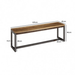 Esszimmerbank 120 x 46 x 45 cm Mango Massivholz / Metall Holzbank Vintage