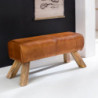 Design Sitzhocker WL5.105 Holz 90x30x43 cm Leder Modern Springbock