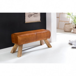 Design Sitzhocker WL5.105 Holz 90x30x43 cm Leder Modern Springbock