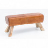 Design Sitzhocker WL5.105 Holz 90x30x43 cm Leder Modern Springbock