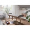 Sitzbank Stoff / Massivholz Bank Grau 125x51x38 cm Chesterfield-Design