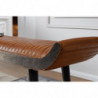 Sitzbank Echtleder / Massivholz Bank Braun 125x51x38 cm Modern