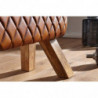 Sitzbank Echtleder / Massivholz 89x46x35 cm Leder Modern Turnbock