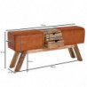 Design Turnbock Sitzbank Braun mit Schubladen 120x56x30 cm