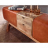 Design Turnbock Sitzbank Braun mit Schubladen 120x56x30 cm