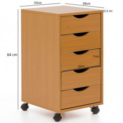 Rollcontainer WL5.924 33x64x38cm Buche MDF-Holz