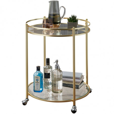 Design Servierwagen Gold Ø 57 cm Beistelltisch