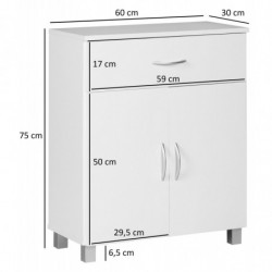 Sideboard Weiß WL1.336 60x75x30cm Kommode mit Schublade und Türen