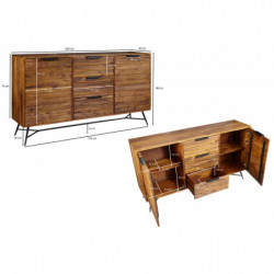 Design Sideboard NISHAN 160 x 40 x 88 cm Sheesham Massiv Holz
