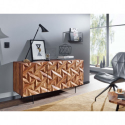 Sideboard 144x72x47 cm Sheesham Massivholz / Metall Anrichte