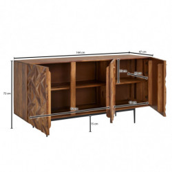 Sideboard 144x72x47 cm Sheesham Massivholz / Metall Anrichte