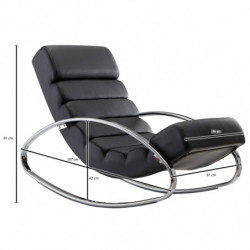 Relaxliege Kunstleder Schwarz 61x81x111 cm Schaukelstuhl Wohnzimmer