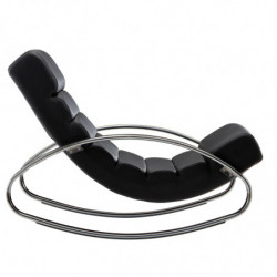 Relaxliege Kunstleder Schwarz 61x81x111 cm Schaukelstuhl Wohnzimmer