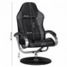 Fernsehsessel Design TV Relax-Sessel Racing Bezug Kunstleder schwarz / grau drehbar mit Hocke