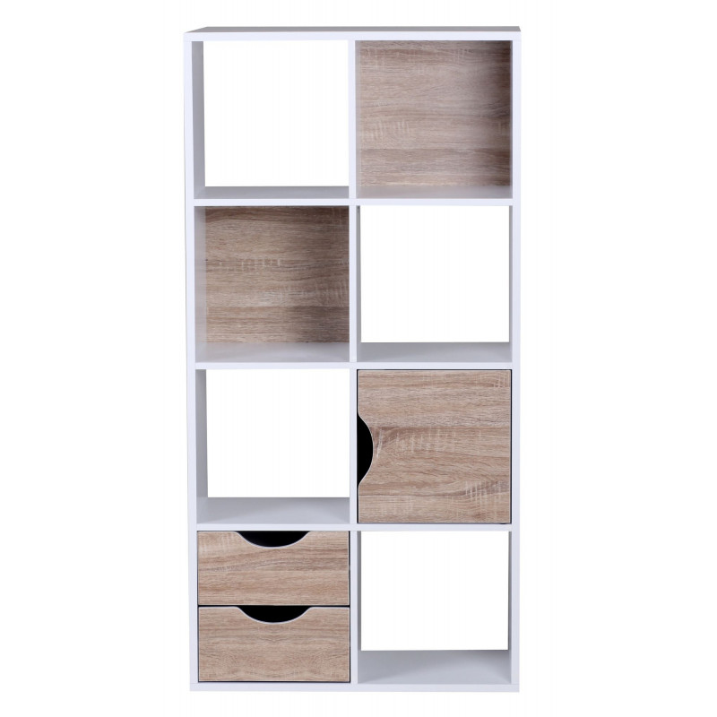 Bücherregal MASSA 60 x 120 x 29 cm Weiß Sonoma Eiche mit Schubladen und Tür
