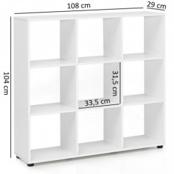 Design Bücherregal mit 9 Fächern Weiß 108 x 104 x 29 cm