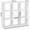 Design Bücherregal mit 9 Fächern Weiß 108 x 104 x 29 cm
