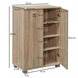 Design Schuhschrank NIMES modern Holz Sonoma 12 Paar Schuhe 4 Fächer 2 Türen