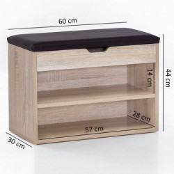 Schuhbank mit Sitzfläche Sonoma Garderoben-Bank Holz 60 x 40 x 30 cm
