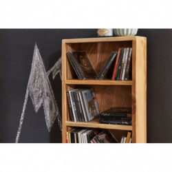 CD Regal MUMBAI Massivholz Akazie Standregal 90 cm hoch CD-Aufbewahrung 5 Fächer Bücherregal natur Landhaus-Stil