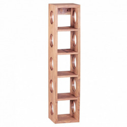 Weinregal MUMBAI Massiv-Holz Akazie Flaschen-Regal Wandmontage für 5 Flaschen Holzregal modern mit Ablage 70 cm