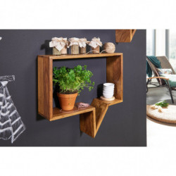 2er Set Wandregale MUMBAI Massivholz Sheesham Holzregal Landhaus-Stil Hängeregal Echt-Holz Wandboard Natur-Produkt