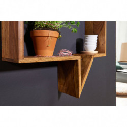 2er Set Wandregale MUMBAI Massivholz Sheesham Holzregal Landhaus-Stil Hängeregal Echt-Holz Wandboard Natur-Produkt