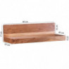 Wandregal MUMBAI Massiv-Holz Akazie Holzregal 60 cm Landhaus-Stil Hänge-Regal Echt-Holz Wand-Board Natur-Produkt