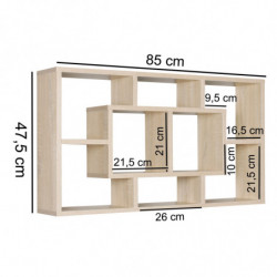 Wandregal PAOLA sonoma 85 x 47,5 x 16 cm MDF-Holz Hängeregal modern