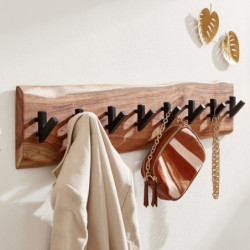 Design Wandgarderobe Akazie Massivholz / Metall 90 x 19 x 9 cm