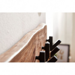 Design Wandgarderobe Akazie Massivholz / Metall 90 x 19 x 9 cm