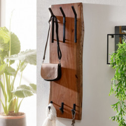 Design Wandgarderobe Akazie Massivholz / Metall 35,5 x 100 x 11 cm