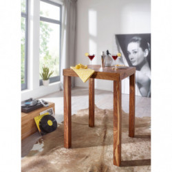 Bartisch MUMBAI Massivholz Sheesham 80 x 80 x 110 cm Bistro-Tisch Landhaus-Stil Holztisch quadratisch dunkel-braun