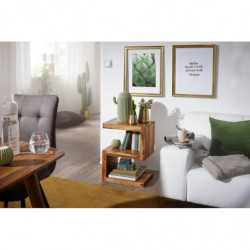Beistelltisch MUMBAI Massivholz Sheesham S Cube 60cm hoch Wohnzimmer-Tisch Design braun Landhaus-Stil Couchtisch