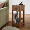 Beistelltisch MUMBAI Massiv-Holz Sheesham 68cm hoch Wohnzimmer-Tisch mit Schublade Design Landhaus-Stil Couchtisch