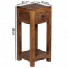 Beistelltisch MUMBAI Massiv-Holz Sheesham 68cm hoch Wohnzimmer-Tisch mit Schublade Design Landhaus-Stil Couchtisch