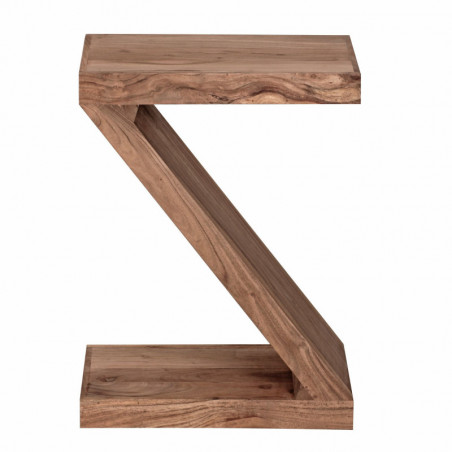 Beistelltisch MUMBAI Massivholz Akazie Z Cube 60cm hoch Wohnzimmer-Tisch Design braun Landhaus-Stil Couchtisch