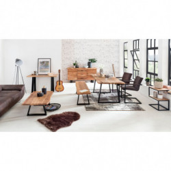 Beistelltisch AKOLA S-Form Massiv-Holz Akazie / Metall 45 x 60 x 30 cm