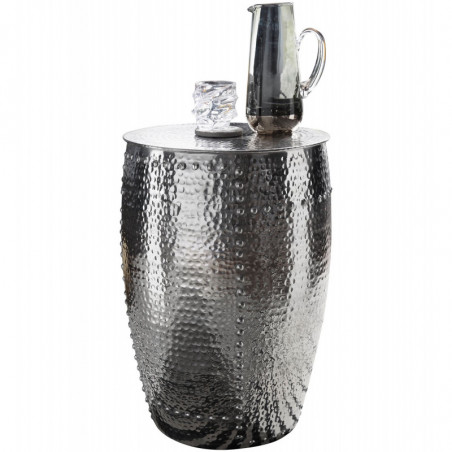 Beistelltisch 41,5x62x41,5cm Aluminium Silber Dekotisch orientalisch rund