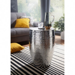 Beistelltisch 41,5x62x41,5cm Aluminium Silber Dekotisch orientalisch rund