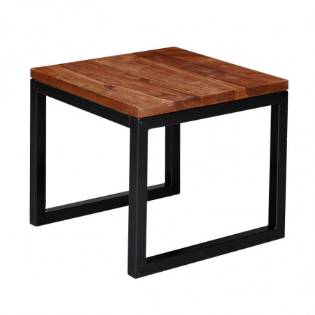 Beistelltisch 45x40x45 cm Sheesham Massivholz / Metall Wohnzimmertisch